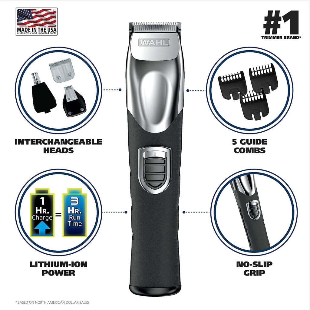 Wahl USA Rechargeable Lithium Ion All in One Beard Trimmer for Men 